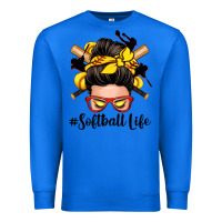 True Royal softball life messy bun Premium Sweatshirt - Zillion Design Studio