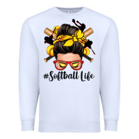 White softball life messy bun Premium Sweatshirt - Zillion Design Studio