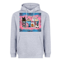 Heather Grey cat coffee cups Heavyweight Hoodie - Zillion Design Studio