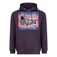 Plum cat coffee cups Heavyweight Hoodie - Zillion Design Studio