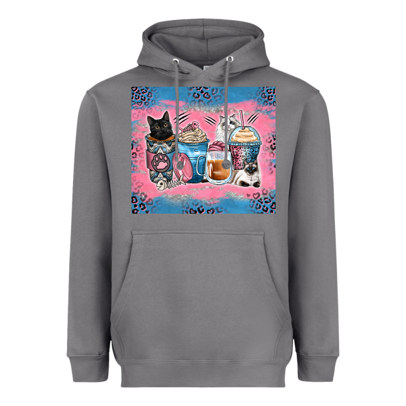 Cat Coffee Cups Heavyweight Hoodie by Zillion Design Studio | Teevron