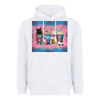 White cat coffee cups Heavyweight Hoodie - Zillion Design Studio