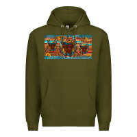 Army Green saddle horseshoe  sunflower leopard license plate Premium Hoodie - Artiststas