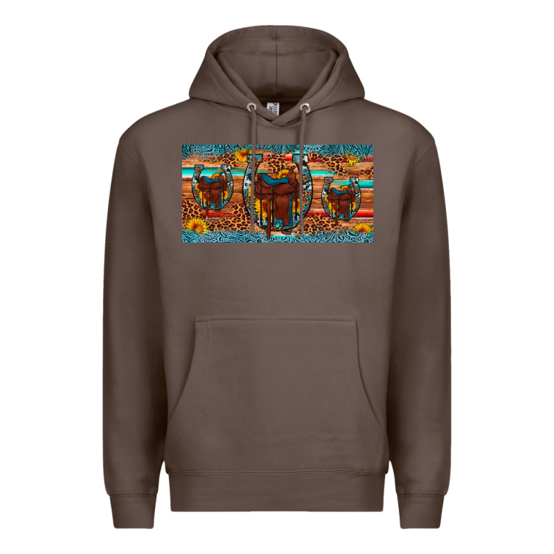Saddle Horseshoe  Sunflower Leopard License Plate Premium Hoodie by Artiststas | Teevron