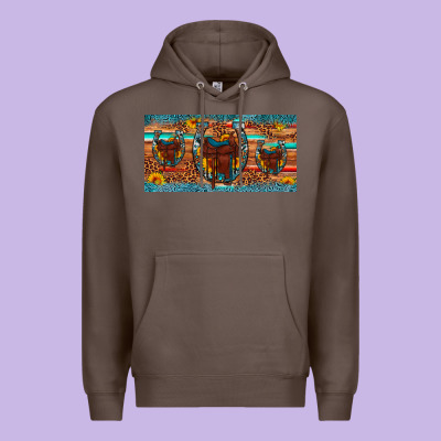 Saddle Horseshoe  Sunflower Leopard License Plate Premium Hoodie Designed By Artiststas