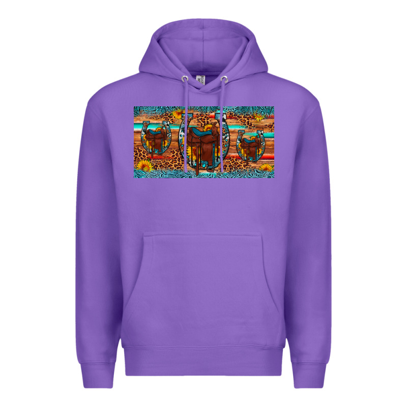 Saddle Horseshoe  Sunflower Leopard License Plate Premium Hoodie by Artiststas | Teevron