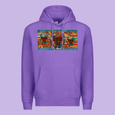 Saddle Horseshoe  Sunflower Leopard License Plate Premium Hoodie Designed By Artiststas
