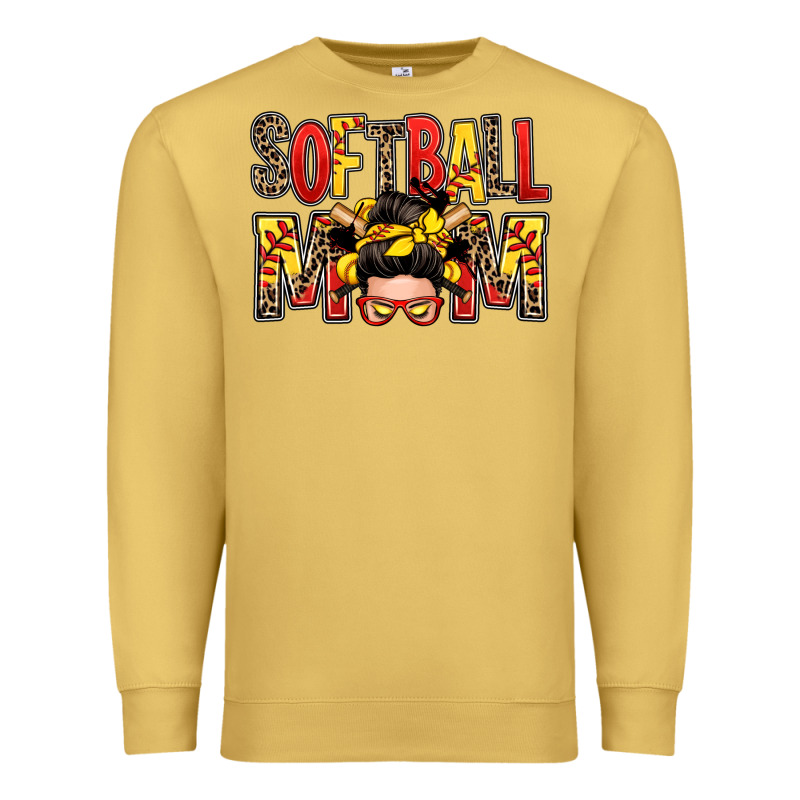 Softball Mom Messy Bun Premium Sweatshirt by Zillion Design Studio | Teevron