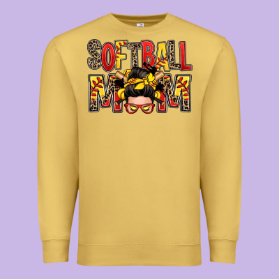 Softball Mom Messy Bun Premium Sweatshirt Designed By Zillion Design Studio