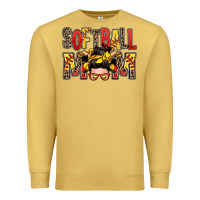Antique Gold softball mom messy bun Premium Sweatshirt - Zillion Design Studio