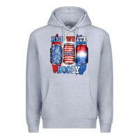 Heather Grey red white and boozy Premium Hoodie - JahusDesignShop