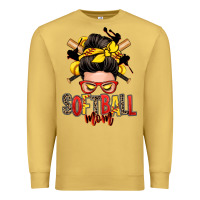 Antique Gold softball mom messy bun Premium Sweatshirt - Zillion Design Studio