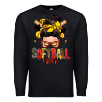 Black softball mom messy bun Premium Sweatshirt - Zillion Design Studio