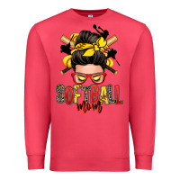 Cardinal softball mom messy bun Premium Sweatshirt - Zillion Design Studio