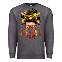 Charcoal Heather softball mom messy bun Premium Sweatshirt - Zillion Design Studio