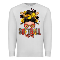 Dove Grey softball mom messy bun Premium Sweatshirt - Zillion Design Studio
