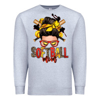Heather Grey softball mom messy bun Premium Sweatshirt - Zillion Design Studio