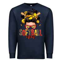 Navy softball mom messy bun Premium Sweatshirt - Zillion Design Studio