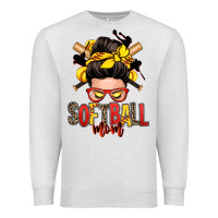 Oatmeal Heather softball mom messy bun Premium Sweatshirt - Zillion Design Studio