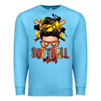 Ocean Blue softball mom messy bun Premium Sweatshirt - Zillion Design Studio
