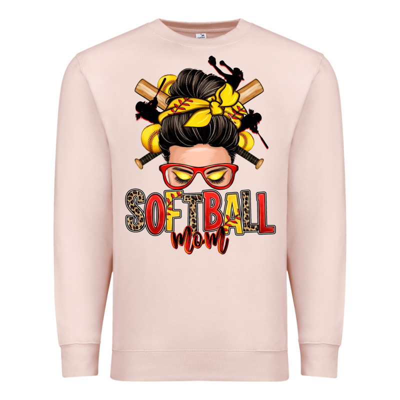 Softball Mom Messy Bun Premium Sweatshirt by Zillion Design Studio | Teevron