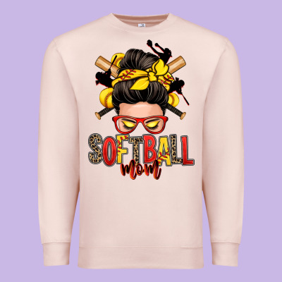Softball Mom Messy Bun Premium Sweatshirt Designed By Zillion Design Studio