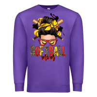 Purple softball mom messy bun Premium Sweatshirt - Zillion Design Studio