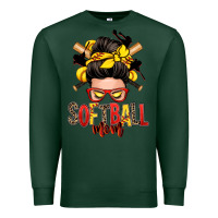 Sports Green softball mom messy bun Premium Sweatshirt - Zillion Design Studio