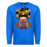 True Royal softball mom messy bun Premium Sweatshirt - Zillion Design Studio