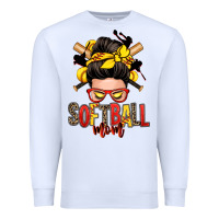 White softball mom messy bun Premium Sweatshirt - Zillion Design Studio