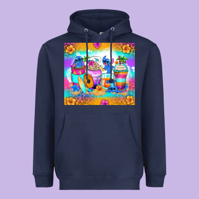 Stitch Summer Coffee Cups Heavyweight Hoodie Designed By Zillion Design Studio