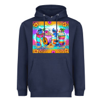 Navy stitch summer coffee cups Heavyweight Hoodie - Zillion Design Studio