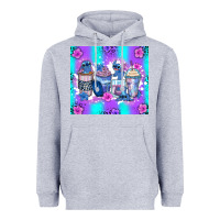 Heather Grey stitch coffee cups Heavyweight Hoodie - Zillion Design Studio
