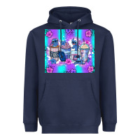 Navy stitch coffee cups Heavyweight Hoodie - Zillion Design Studio