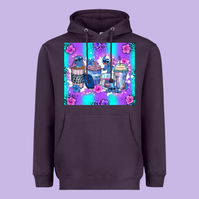 Stitch Coffee Cups Heavyweight Hoodie Designed By Zillion Design Studio