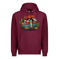 Burgundy camping is my happy place Premium Hoodie - JahusDesignShop
