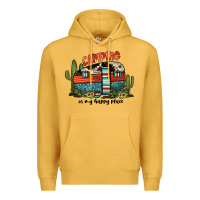 Mustard camping is my happy place Premium Hoodie - JahusDesignShop