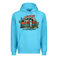 Ocean Blue camping is my happy place Premium Hoodie - JahusDesignShop