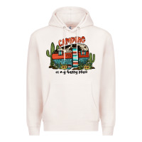 Pale Pink camping is my happy place Premium Hoodie - JahusDesignShop