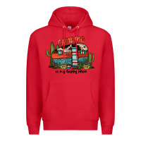 Red camping is my happy place Premium Hoodie - JahusDesignShop