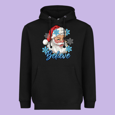 Santa Blue Believe Heavyweight Hoodie Designed By Ranaportraitstore