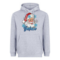 Heather Grey santa blue believe Heavyweight Hoodie - RanaPortraitStore