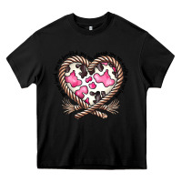 Black western cowhide heart Heavy Core Tee - CowhideDigitalArt