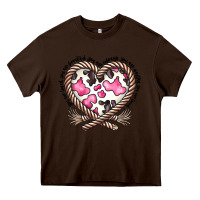 Chocolate Brown western cowhide heart Heavy Core Tee - CowhideDigitalArt