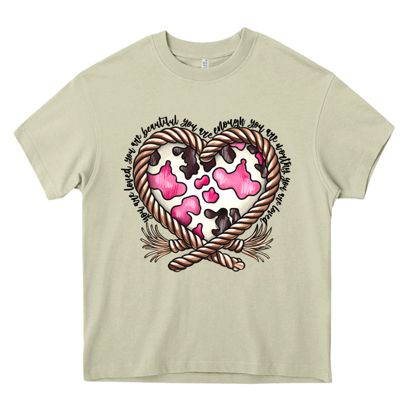 Western Cowhide Heart Heavy Core Tee by CowhideDigitalArt | Teevron