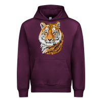Mauve Wine Tiger Head Urban Hoodie - LillyAllenDesigns