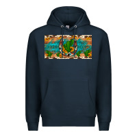 Navy cactus sunflower horseshoe license plate Premium Hoodie - Artiststas