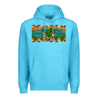 Ocean Blue cactus sunflower horseshoe license plate Premium Hoodie - Artiststas