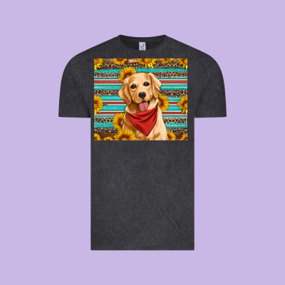 Golden Retriever With Sunflowers Vintage Tee Designed By Artiststas