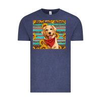 Vintage Denim golden retriever with sunflowers Vintage Tee - Artiststas